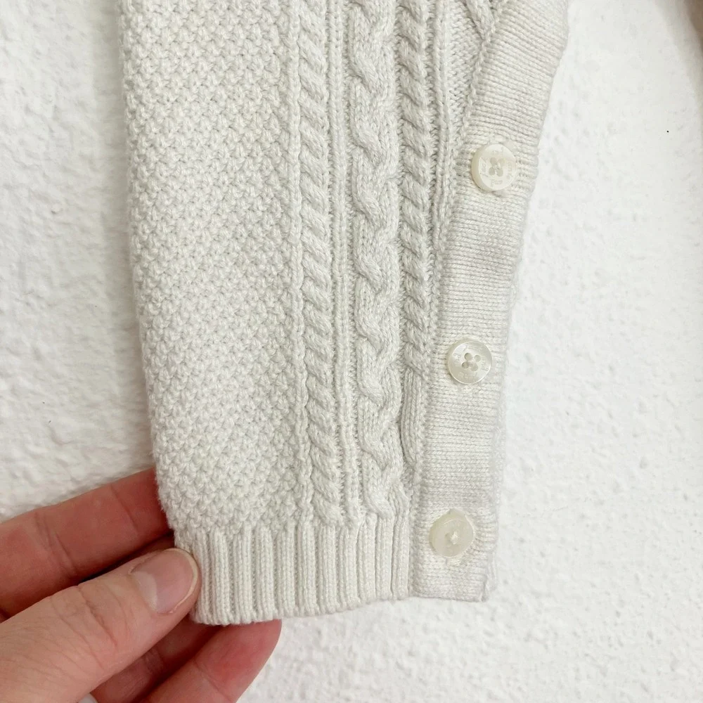 Janie and Jack Baby Romper Cream Cable Knit Shawl Collar Button Front 3-6 Months